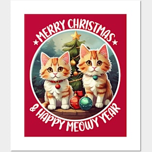 Meowy Christmas, Happy New Year, Catmas, Cute Kittens, Funny Christmas Cats Posters and Art